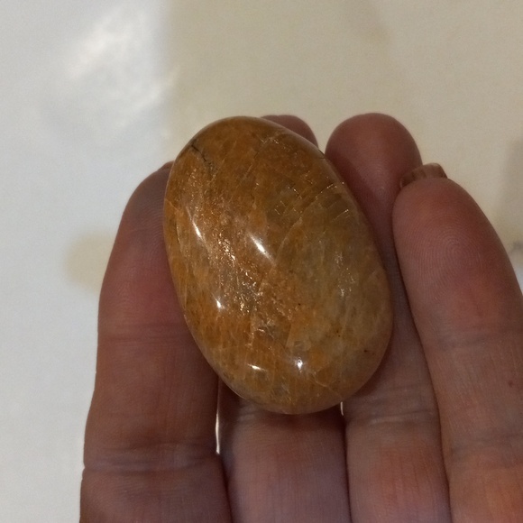 Peach Moonstone Crystal Palmstones - Set of Two - Picture 1 of 7